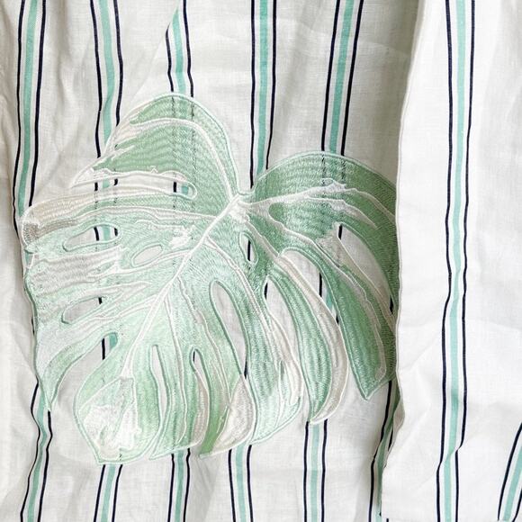 Juan de Dios Leticia Multicolor Striped Linen Embroidered Wrap Maxi Dress - Picture 5 of 8